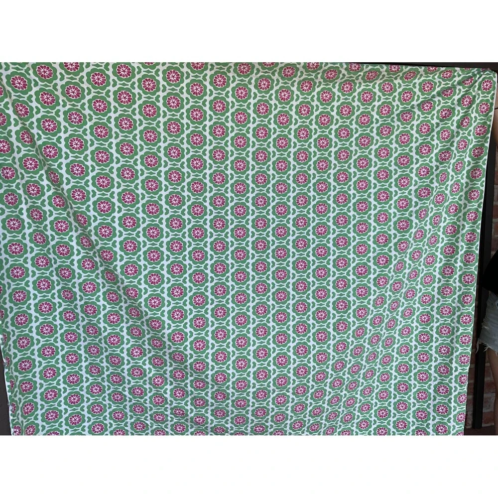 Pottery Barn Kids Duvet Cover Full Queen Green Pink Floral Medallion Cotton Good